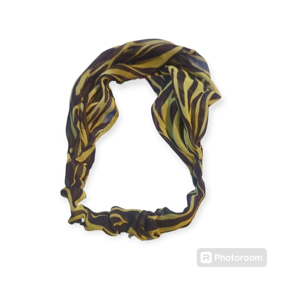 Brown & Yellow Zebra Print Chiffon Headband Scarf - Picture 4 of 5
